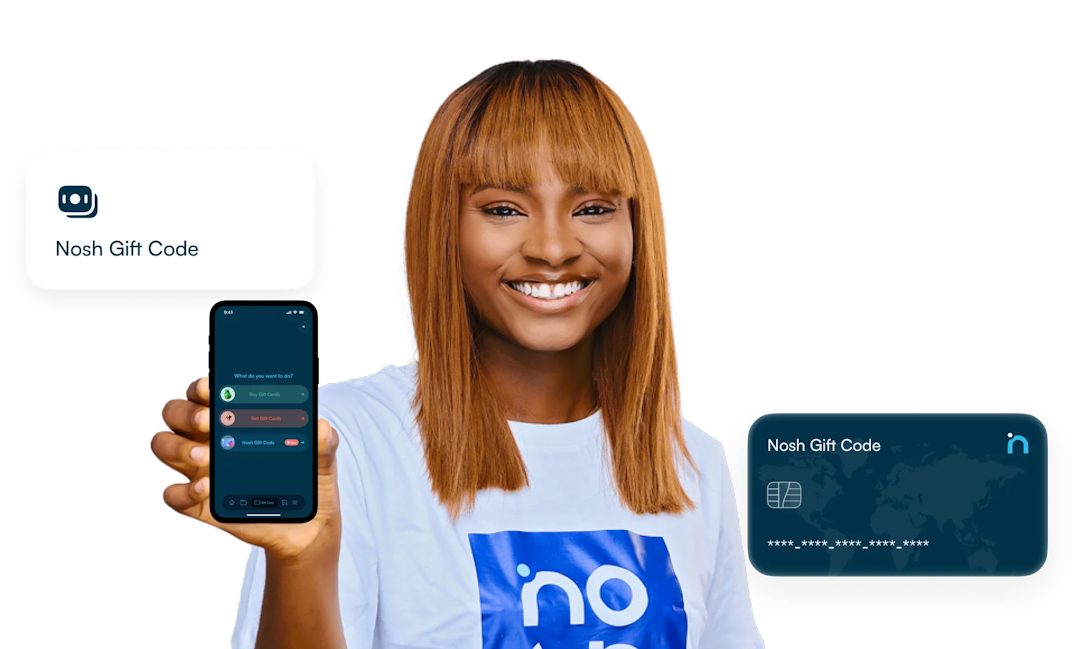 lady holding a phone showing the nosh app